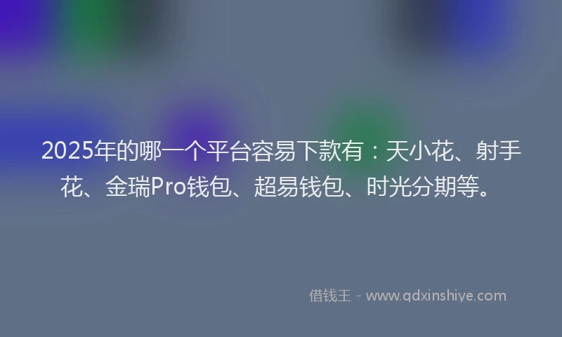 2025年的哪一个平台容易下款有：天小花、射手花、金瑞Pro钱包、超易钱包、时光分期等。
