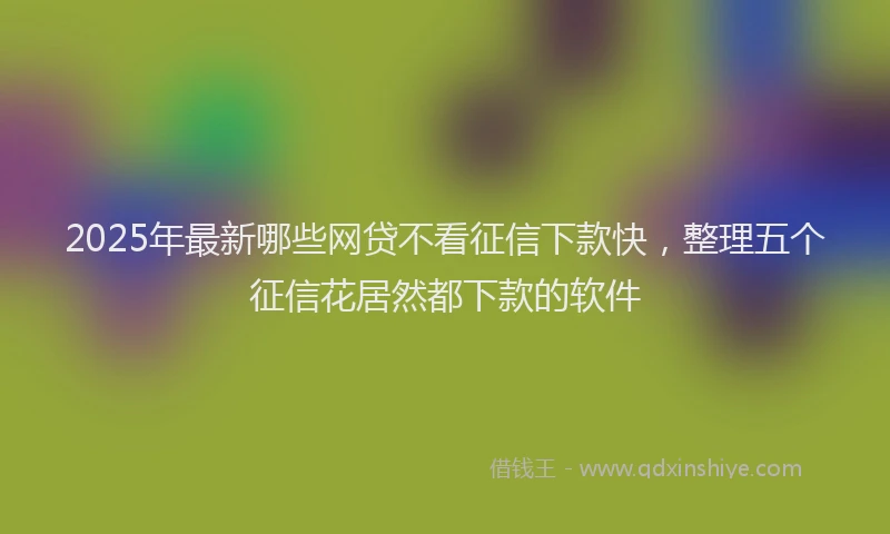 2025年最新哪些网贷不看征信下款快，整理五个征信花居然都下款的软件