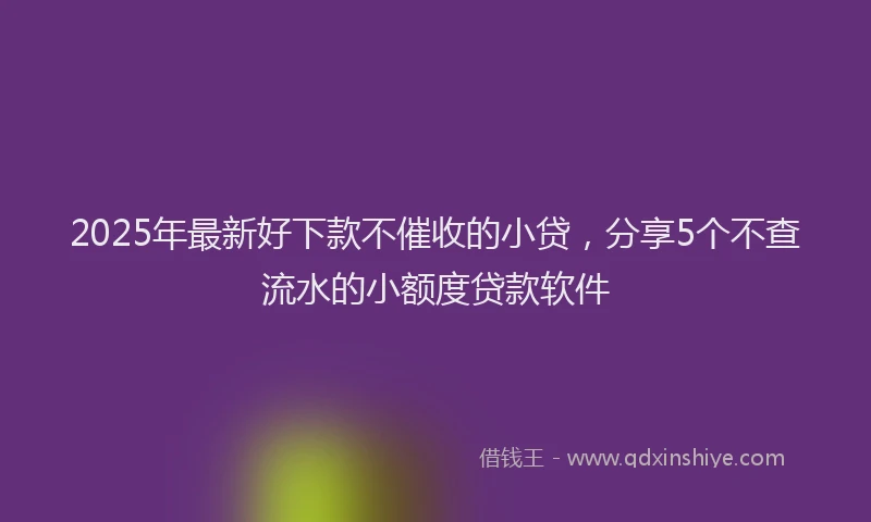 2025年最新好下款不催收的小贷，分享5个不查流水的小额度贷款软件