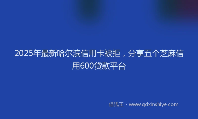 2025年最新哈尔滨信用卡被拒，分享五个芝麻信用600贷款平台