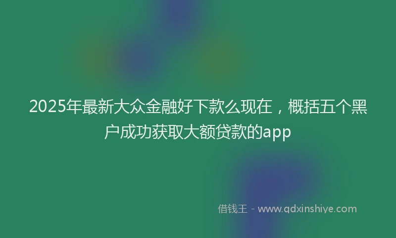 2025年最新大众金融好下款么现在，概括五个黑户成功获取大额贷款的app