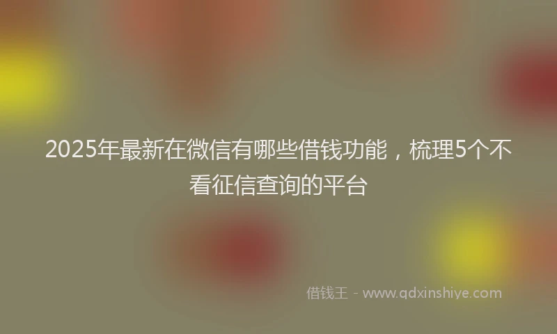 2025年最新在微信有哪些借钱功能，梳理5个不看征信查询的平台