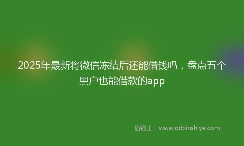 2025年最新将微信冻结后还能借钱吗，盘点五个黑户也能借款的app
