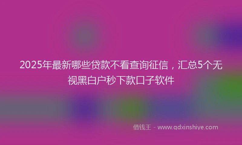 2025年最新哪些贷款不看查询征信，汇总5个无视黑白户秒下款口子软件