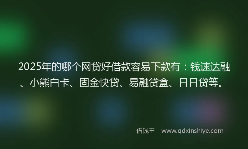 2025年的哪个网贷好借款容易下款有：钱速达融、小熊白卡、固金快贷、易融贷盒、日日贷等。