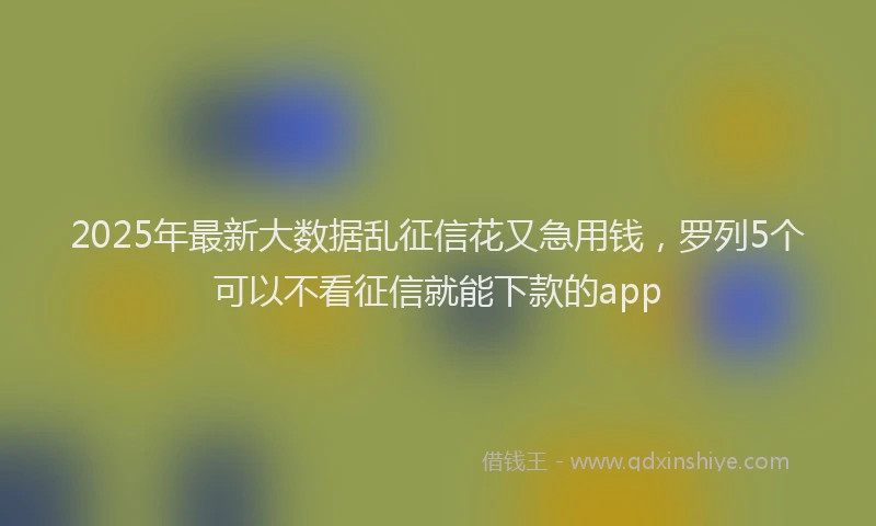 2025年最新大数据乱征信花又急用钱，罗列5个可以不看征信就能下款的app