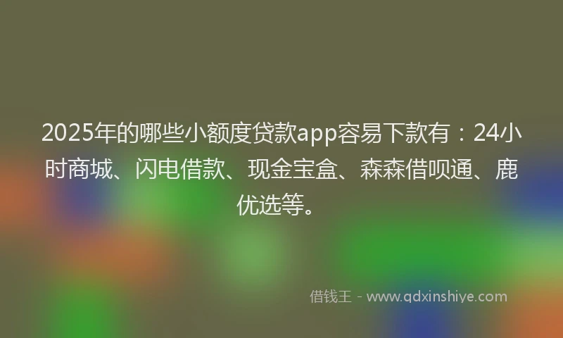 2025年的哪些小额度贷款app容易下款有：24小时商城、闪电借款、现金宝盒、森森借呗通、鹿优选等。