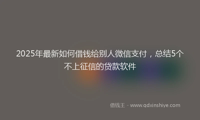 2025年最新如何借钱给别人微信支付，总结5个不上征信的贷款软件