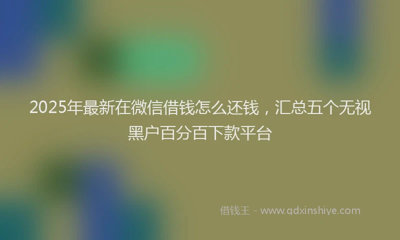 2025年最新在微信借钱怎么还钱，汇总五个无视黑户百分百下款平台