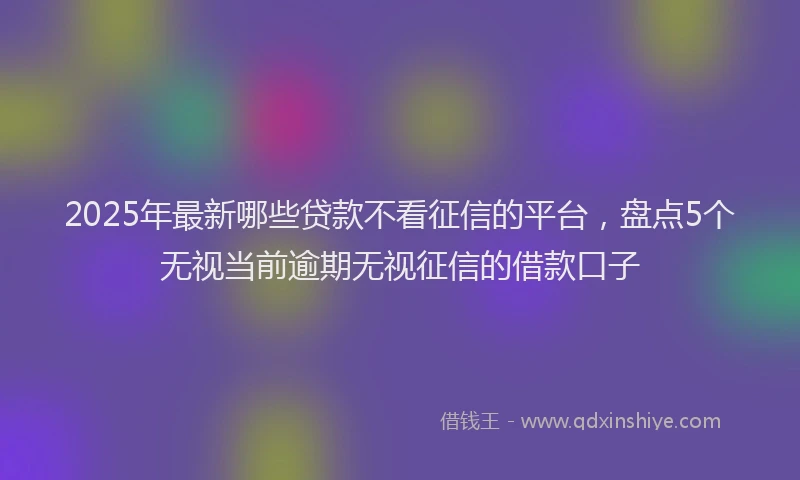 2025年最新哪些贷款不看征信的平台，盘点5个无视当前逾期无视征信的借款口子