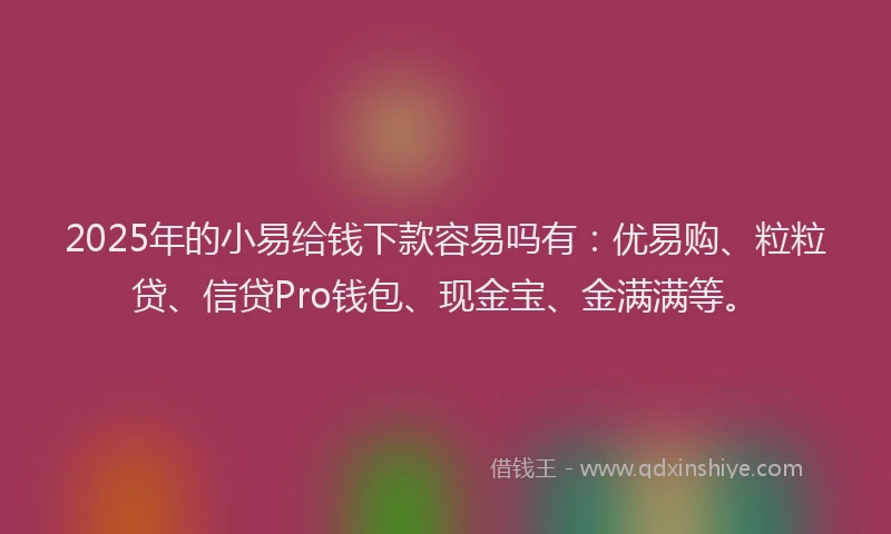 2025年的小易给钱下款容易吗有：优易购、粒粒贷、信贷Pro钱包、现金宝、金满满等。