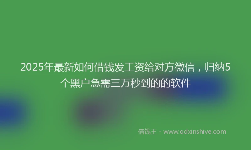 2025年最新如何借钱发工资给对方微信，归纳5个黑户急需三万秒到的的软件
