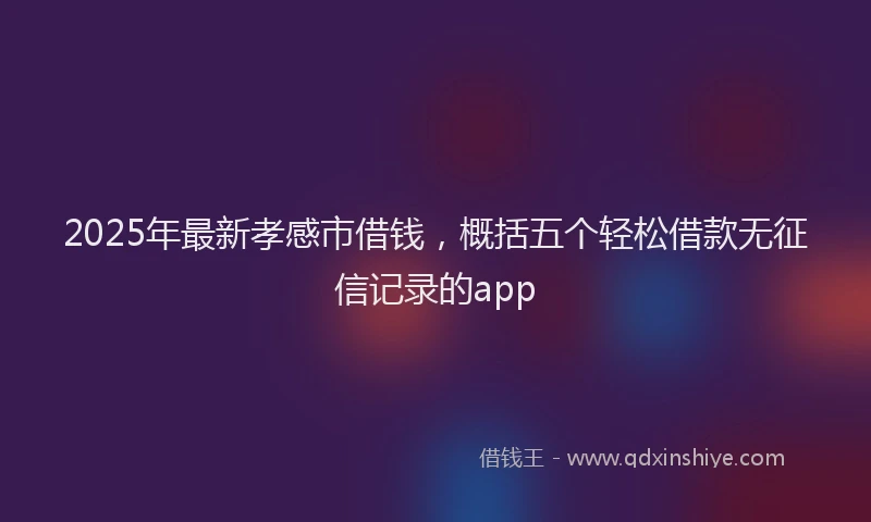 2025年最新孝感市借钱，概括五个轻松借款无征信记录的app