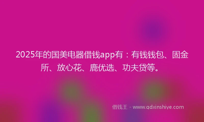 2025年的国美电器借钱app有：有钱钱包、固金所、放心花、鹿优选、功夫贷等。