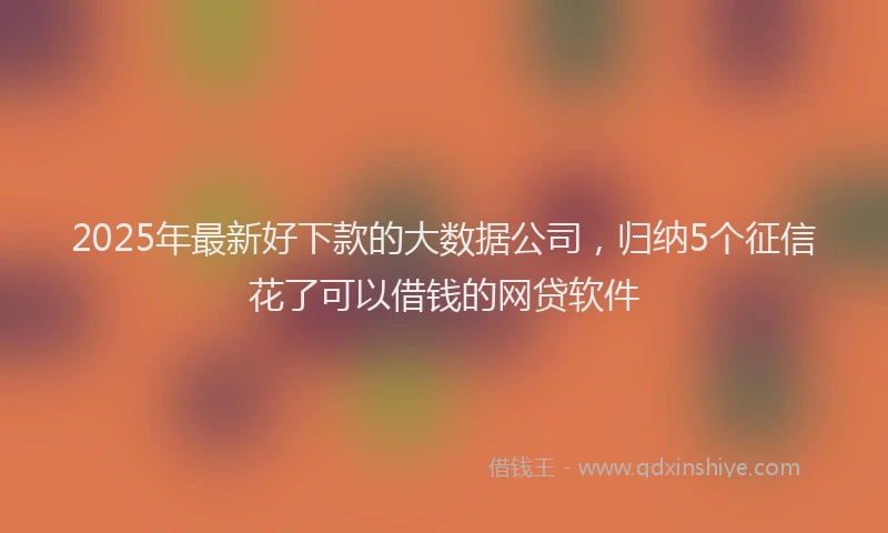 2025年最新好下款的大数据公司，归纳5个征信花了可以借钱的网贷软件