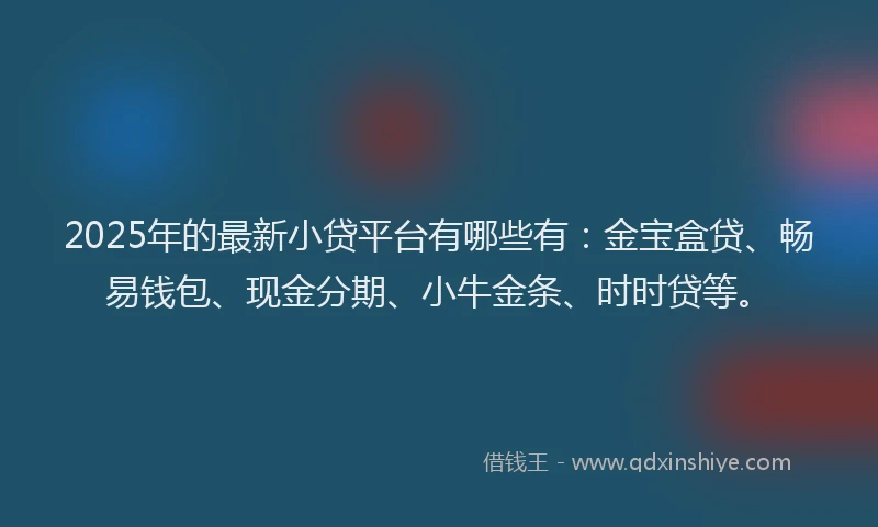 2025年的最新小贷平台有哪些有：金宝盒贷、畅易钱包、现金分期、小牛金条、时时贷等。