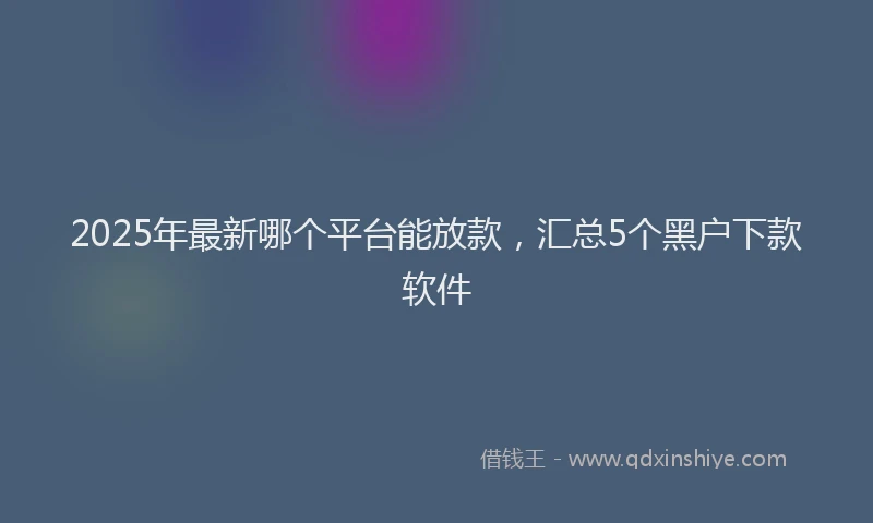 2025年最新哪个平台能放款，汇总5个黑户下款软件