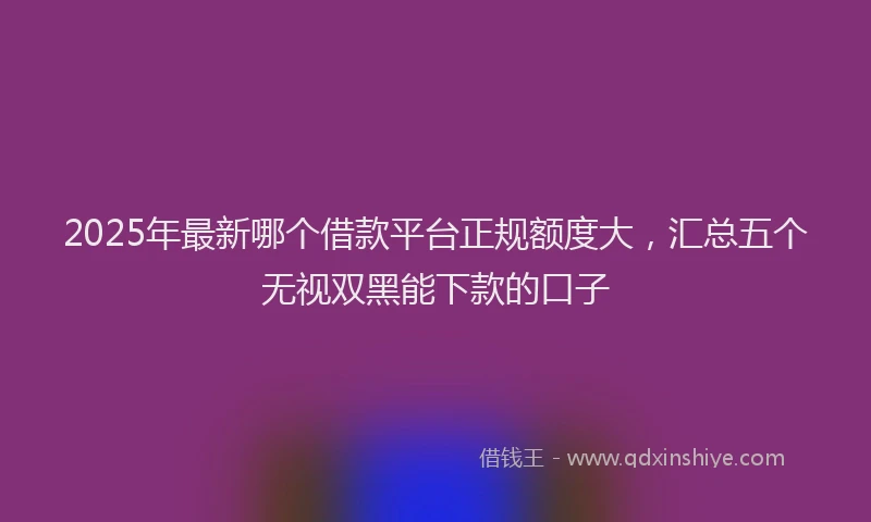 2025年最新哪个借款平台正规额度大，汇总五个无视双黑能下款的口子