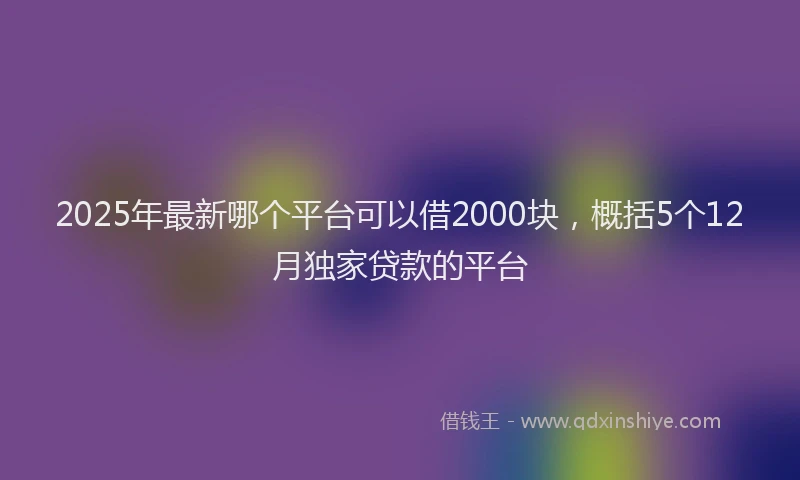 2025年最新哪个平台可以借2000块，概括5个12月独家贷款的平台