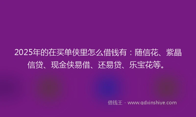 2025年的在买单侠里怎么借钱有：随信花、紫晶信贷、现金侠易借、还易贷、乐宝花等。