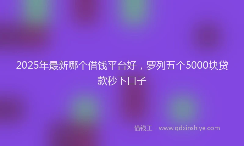2025年最新哪个借钱平台好，罗列五个5000块贷款秒下口子
