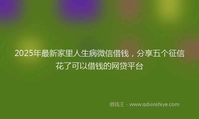 2025年最新家里人生病微信借钱，分享五个征信花了可以借钱的网贷平台