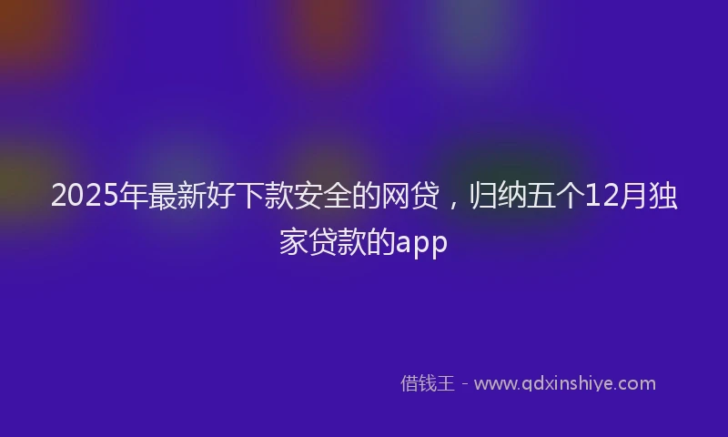2025年最新好下款安全的网贷，归纳五个12月独家贷款的app