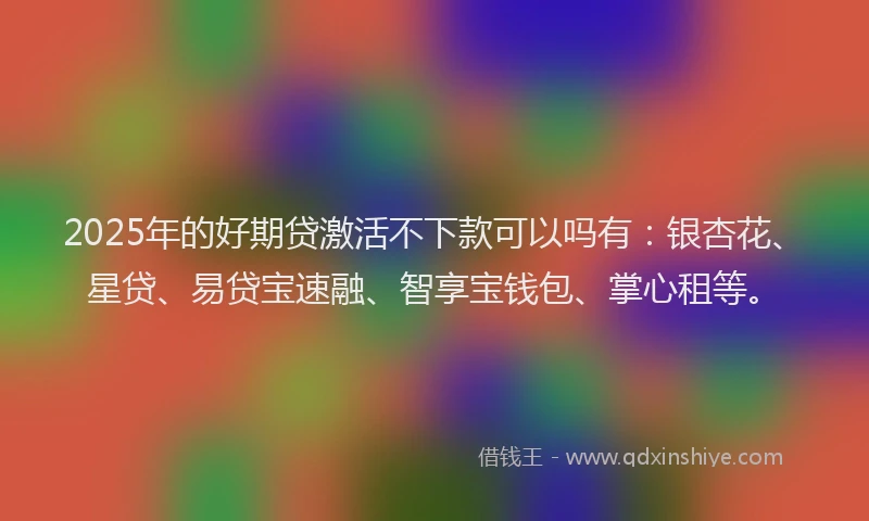 2025年的好期贷激活不下款可以吗有：银杏花、星贷、易贷宝速融、智享宝钱包、掌心租等。