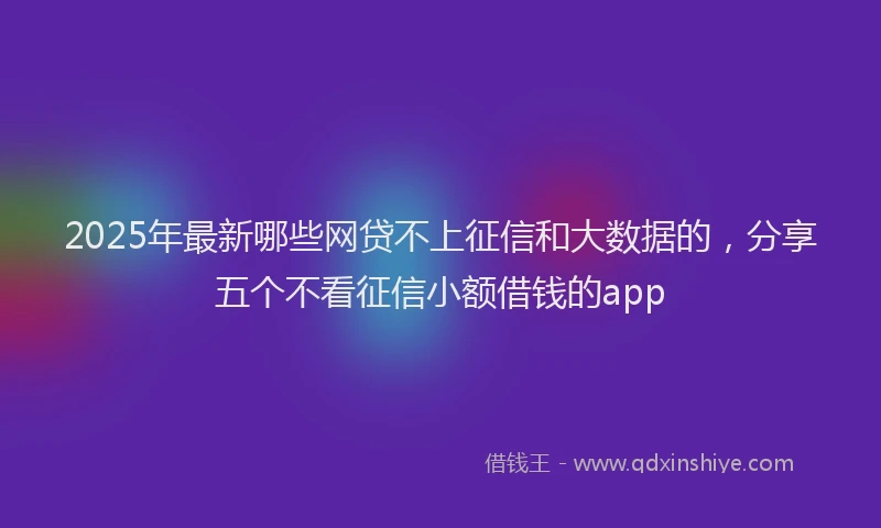 2025年最新哪些网贷不上征信和大数据的，分享五个不看征信小额借钱的app