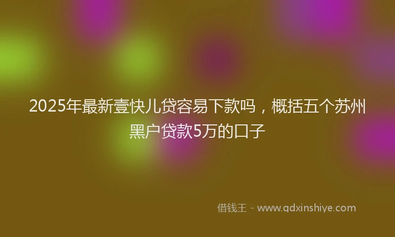 2025年最新壹快儿贷容易下款吗，概括五个苏州黑户贷款5万的口子