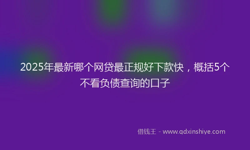 2025年最新哪个网贷最正规好下款快，概括5个不看负债查询的口子