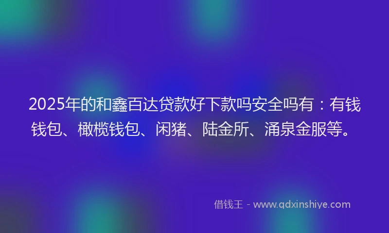 2025年的和鑫百达贷款好下款吗安全吗有：有钱钱包、橄榄钱包、闲猪、陆金所、涌泉金服等。