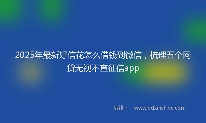 2025年最新好信花怎么借钱到微信，梳理五个网贷无视不查征信app