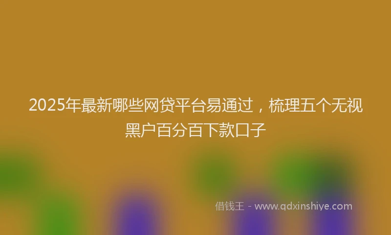 2025年最新哪些网贷平台易通过，梳理五个无视黑户百分百下款口子