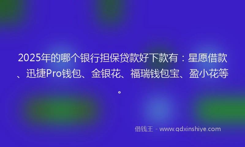 2025年的哪个银行担保贷款好下款有：星愿借款、迅捷Pro钱包、金银花、福瑞钱包宝、盈小花等。