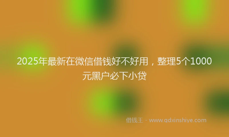2025年最新在微信借钱好不好用，整理5个1000元黑户必下小贷