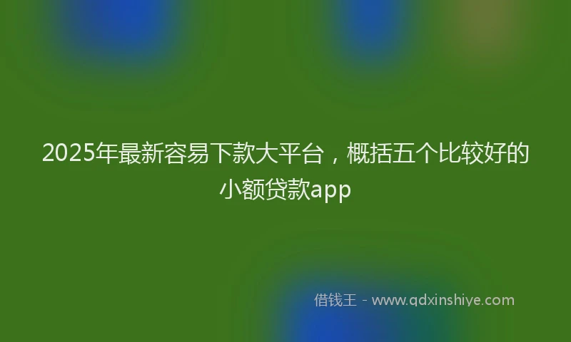 2025年最新容易下款大平台，概括五个比较好的小额贷款app