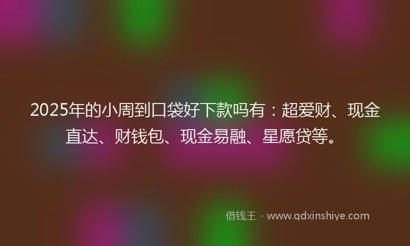 2025年的小周到口袋好下款吗有：超爱财、现金直达、财钱包、现金易融、星愿贷等。