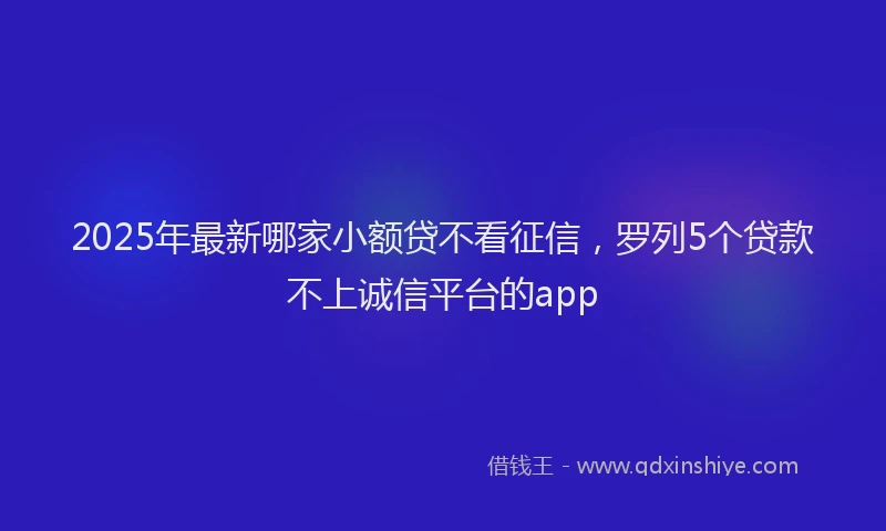2025年最新哪家小额贷不看征信，罗列5个贷款不上诚信平台的app