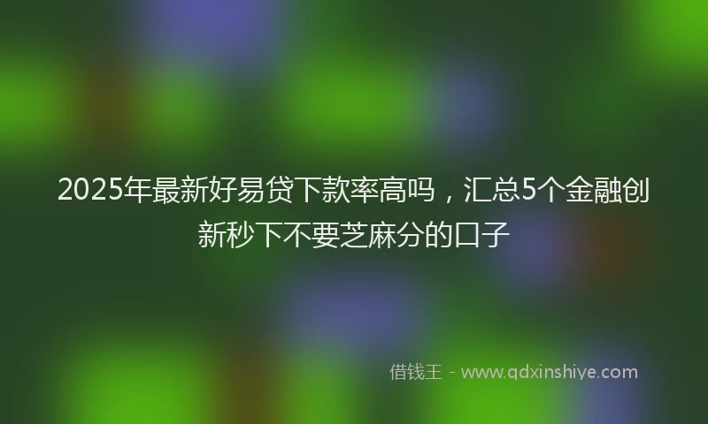 2025年最新好易贷下款率高吗，汇总5个金融创新秒下不要芝麻分的口子