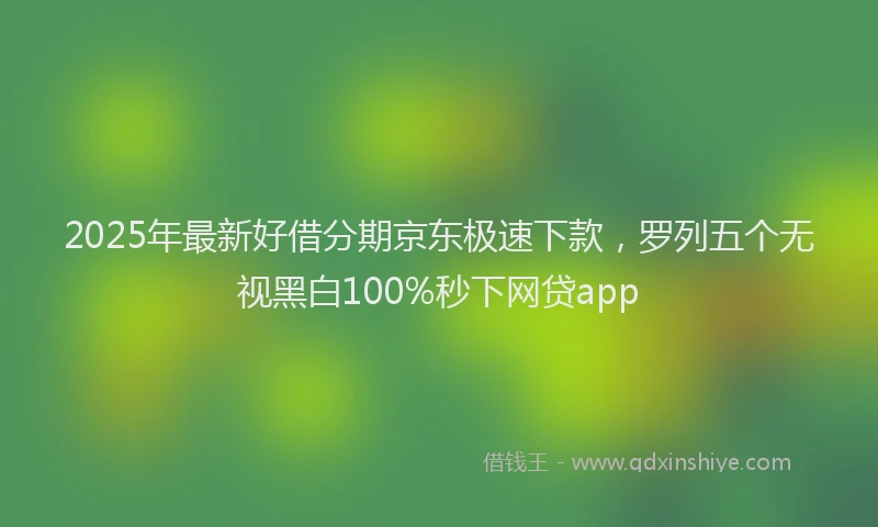 2025年最新好借分期京东极速下款，罗列五个无视黑白100%秒下网贷app