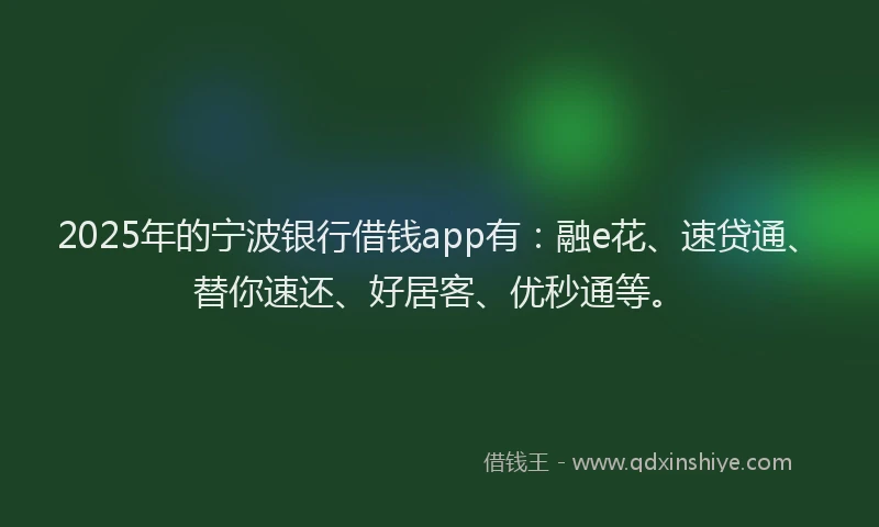 2025年的宁波银行借钱app有：融e花、速贷通、替你速还、好居客、优秒通等。