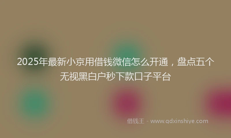 2025年最新小京用借钱微信怎么开通，盘点五个无视黑白户秒下款口子平台
