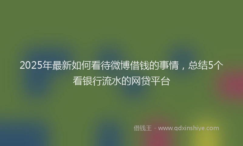 2025年最新如何看待微博借钱的事情，总结5个看银行流水的网贷平台