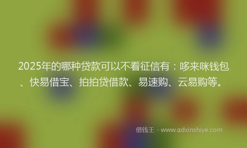 2025年的哪种贷款可以不看征信有：哆来咪钱包、快易借宝、拍拍贷借款、易速购、云易购等。