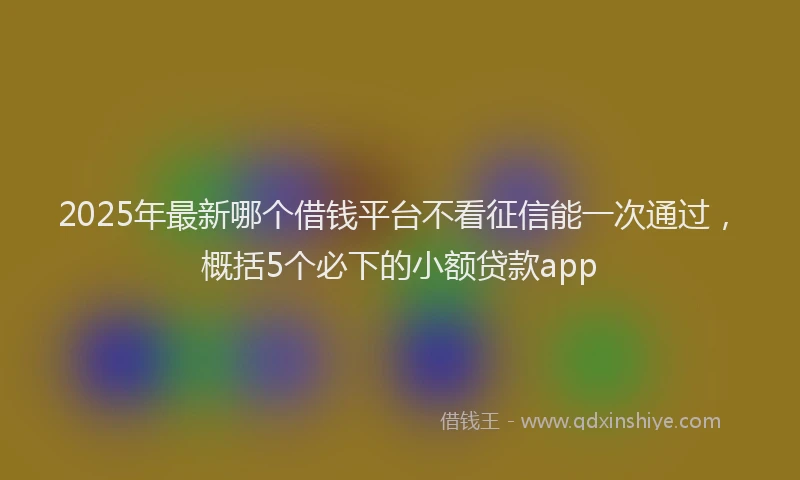 2025年最新哪个借钱平台不看征信能一次通过，概括5个必下的小额贷款app
