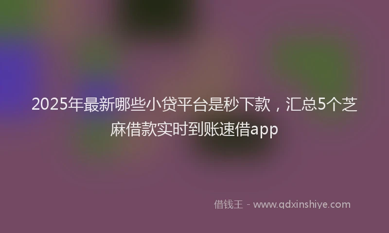 2025年最新哪些小贷平台是秒下款，汇总5个芝麻借款实时到账速借app
