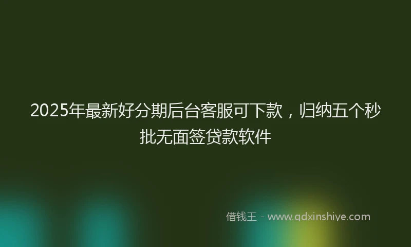 2025年最新好分期后台客服可下款，归纳五个秒批无面签贷款软件