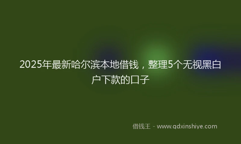 2025年最新哈尔滨本地借钱，整理5个无视黑白户下款的口子