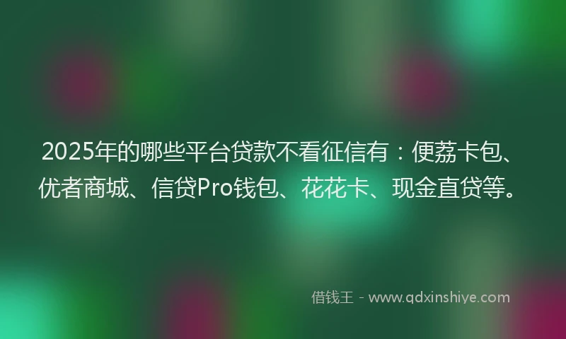 2025年的哪些平台贷款不看征信有：便荔卡包、优者商城、信贷Pro钱包、花花卡、现金直贷等。